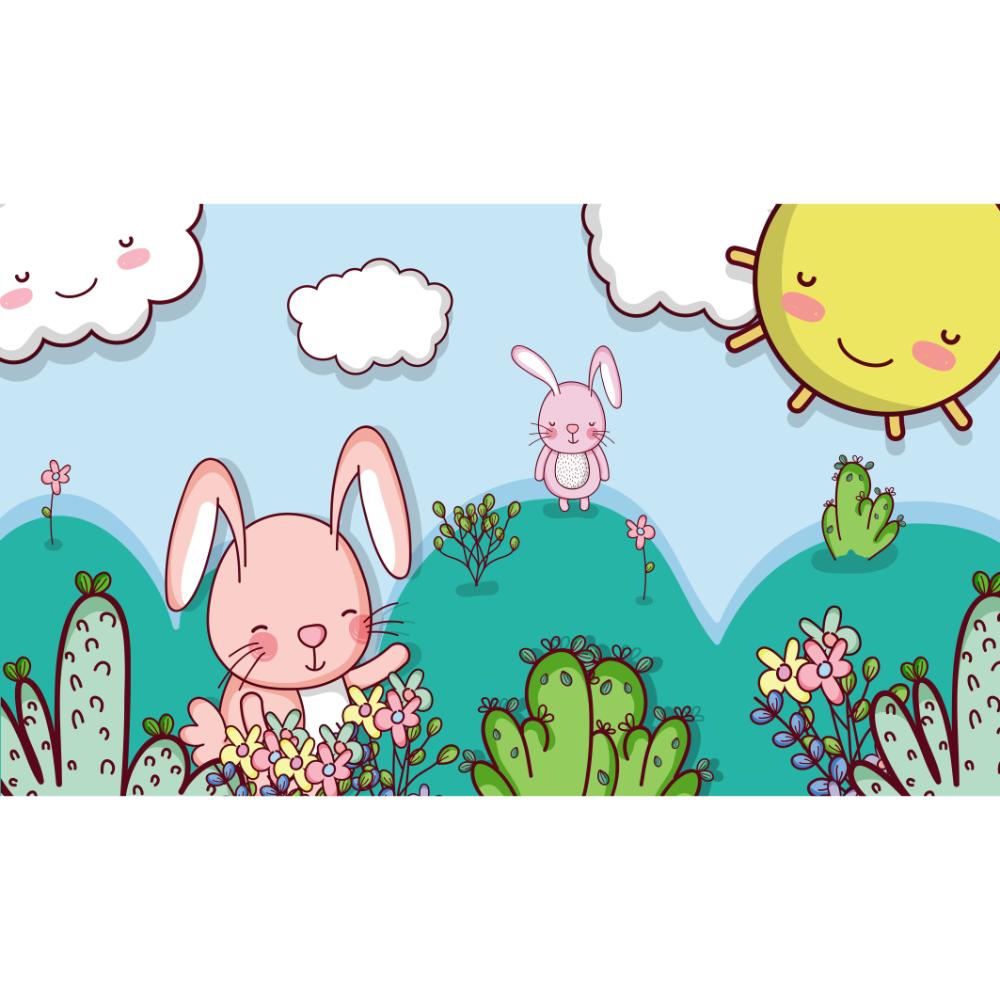 Factory Price Cute Rabbit World Rug / Carpet