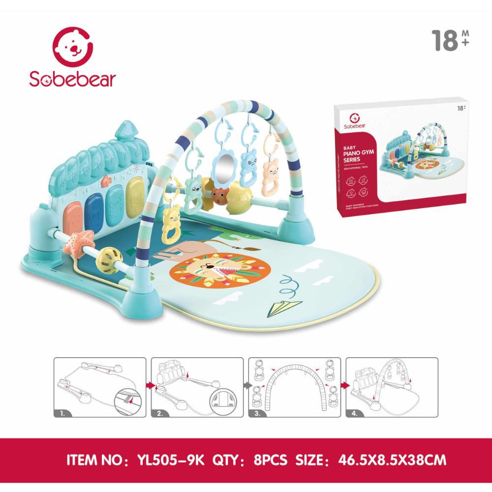Factory Price -Hayley Baby Activity Play Mat W/ Baby Fitness Pedal Piano- Blue