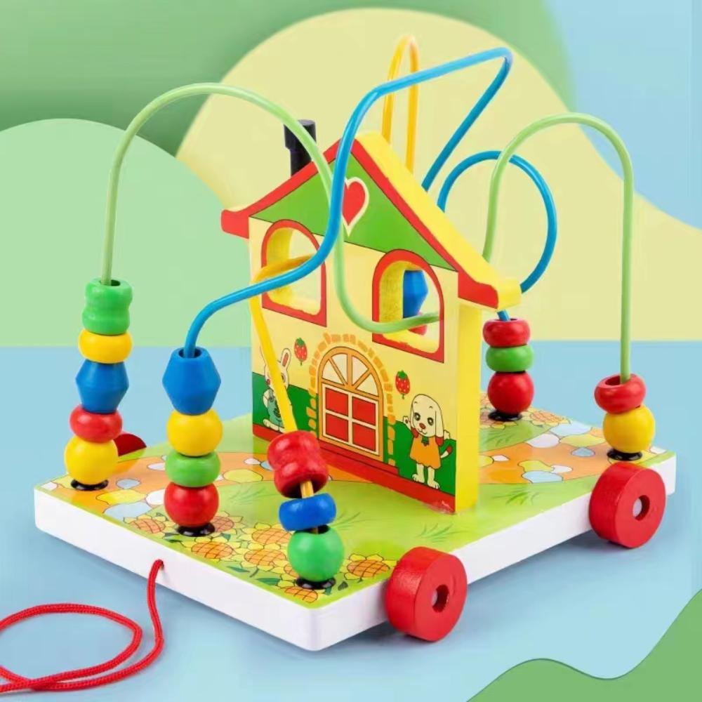 Factory Price - Multifunctional Bead Winding Pull Along Toy - House