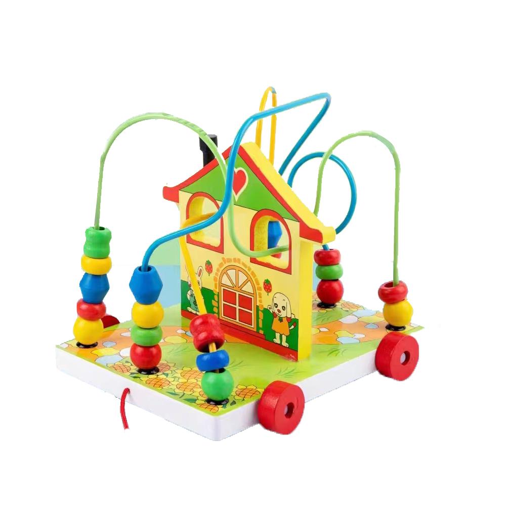 Factory Price - Multifunctional Bead Winding Pull Along Toy - House