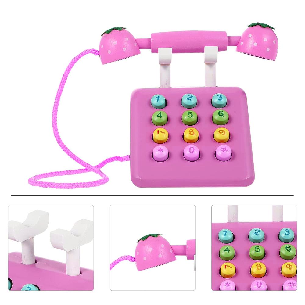 Factory Price - Wooden Pretend Telephone Toy - Pink