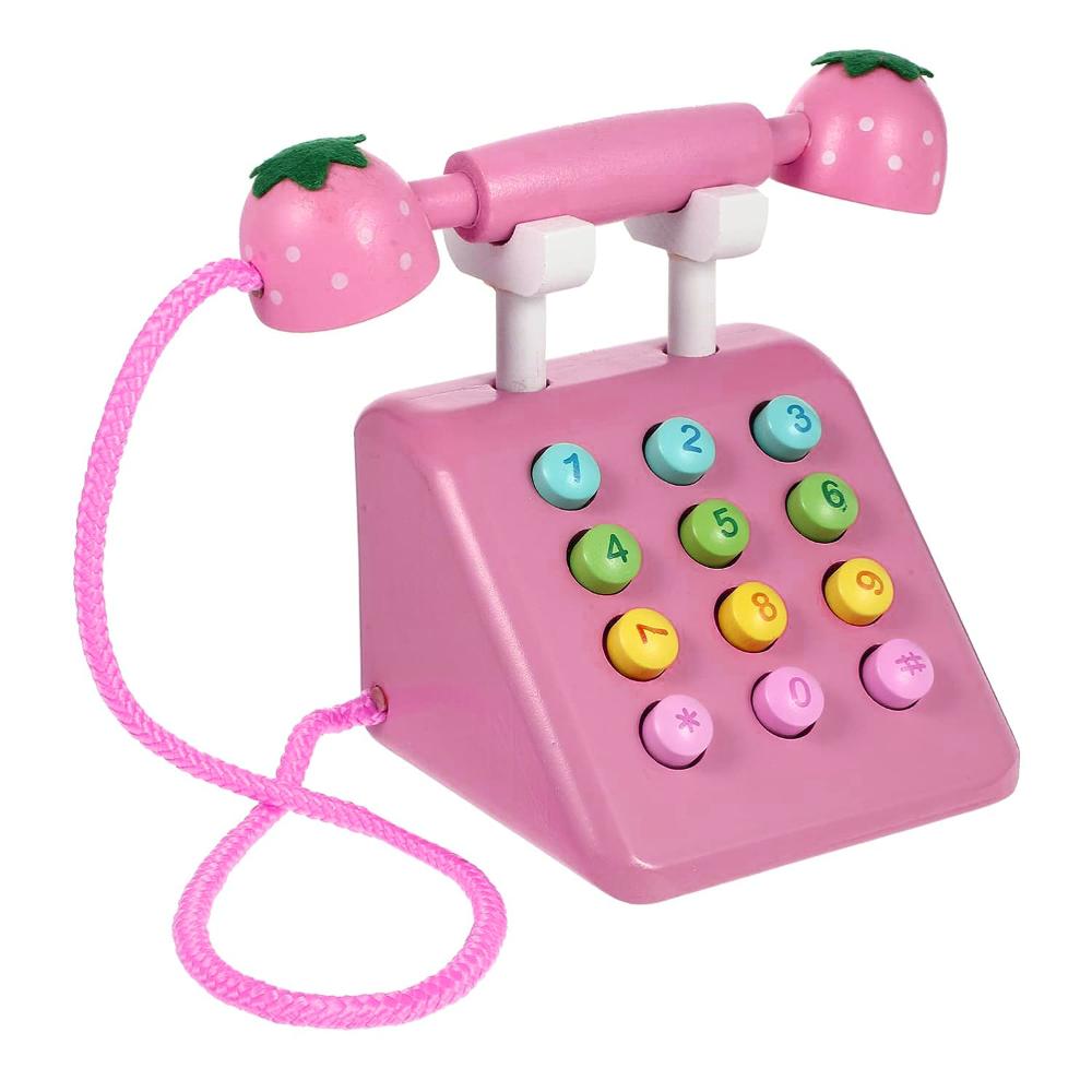 Factory Price - Wooden Pretend Telephone Toy - Pink