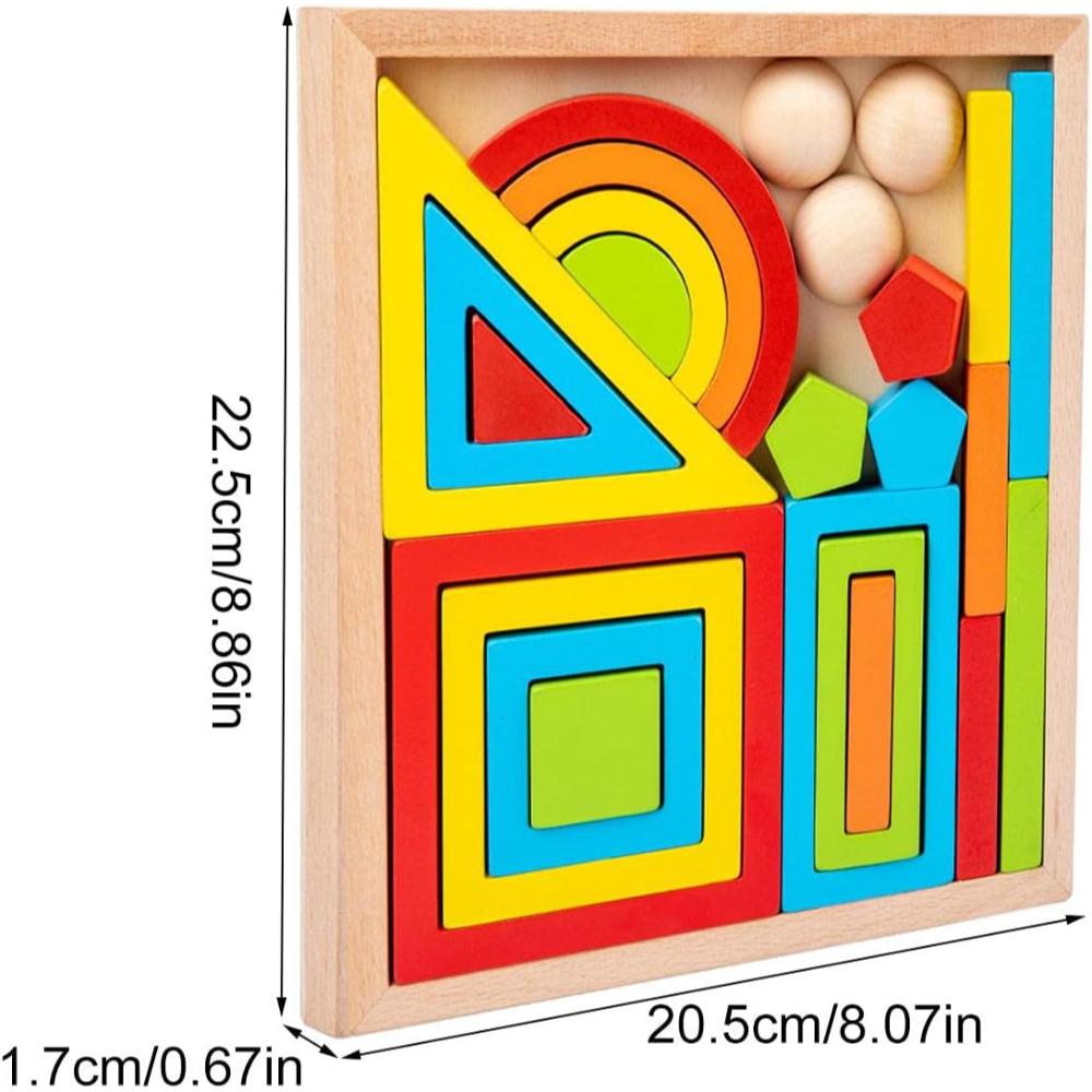Factory Price - Wooden Rainbow Geometrical Stacking & Building Blocks - 26pcs