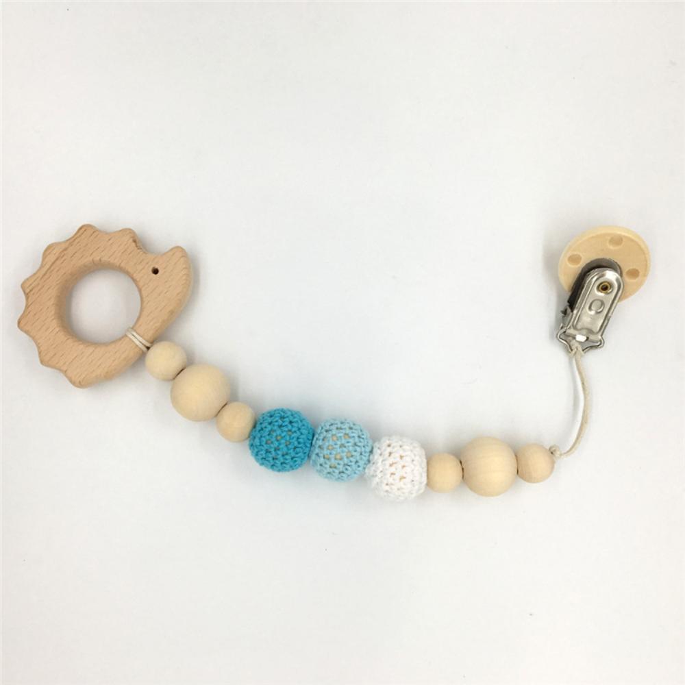 Factory Price - Wooden Teether with Pacifier Clip - Hedgehog
