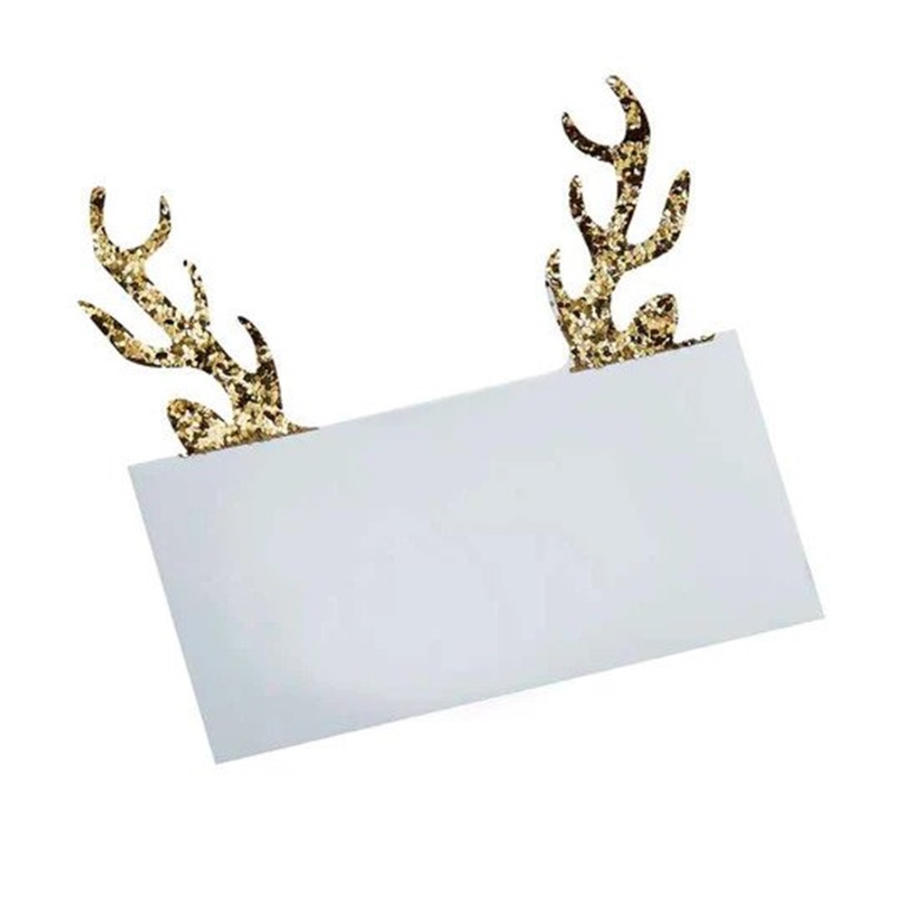 Ginger Ray - Gold Glitter Antler Shaped Christmas Place Cards