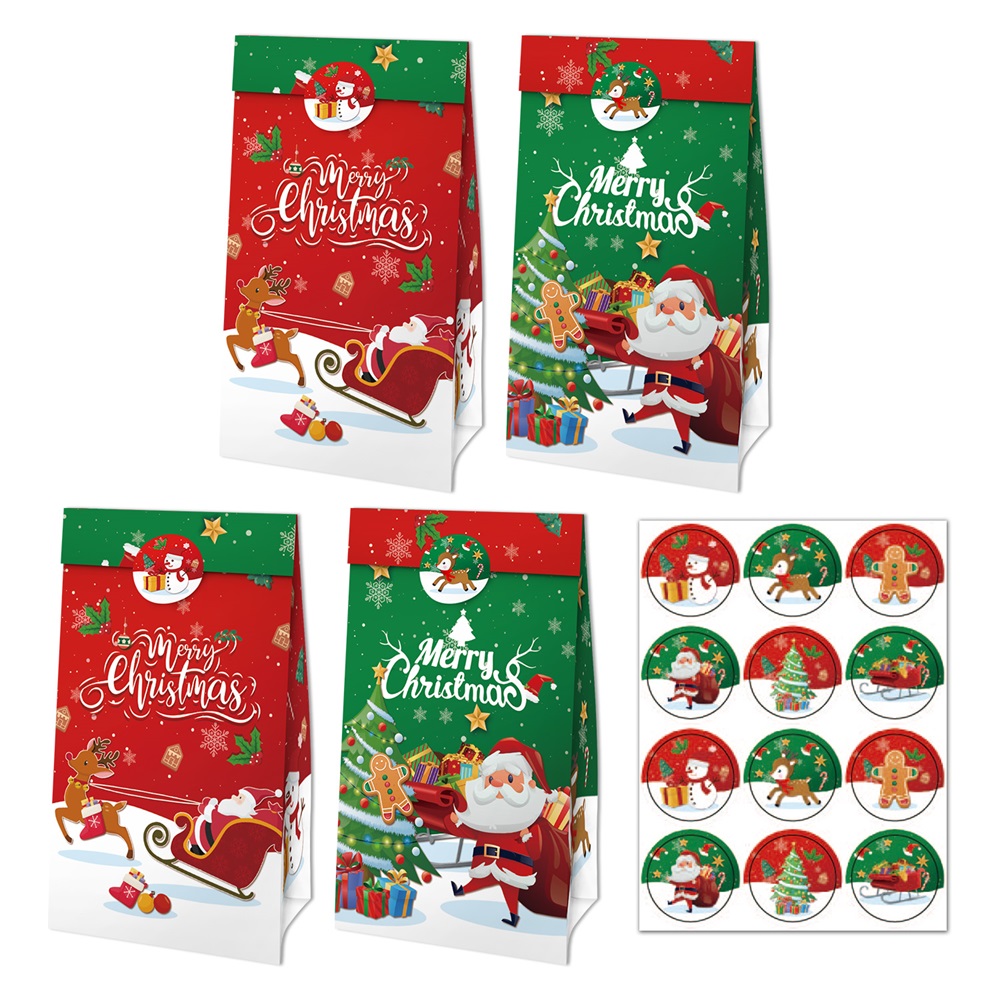 Highland - 12 Pc Christmas Gift Bags with Sealing Stickers