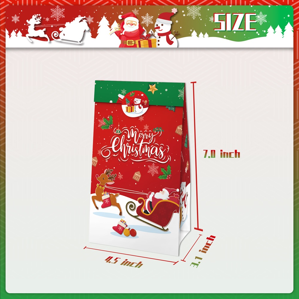 Highland - 12 Pc Christmas Gift Bags with Sealing Stickers