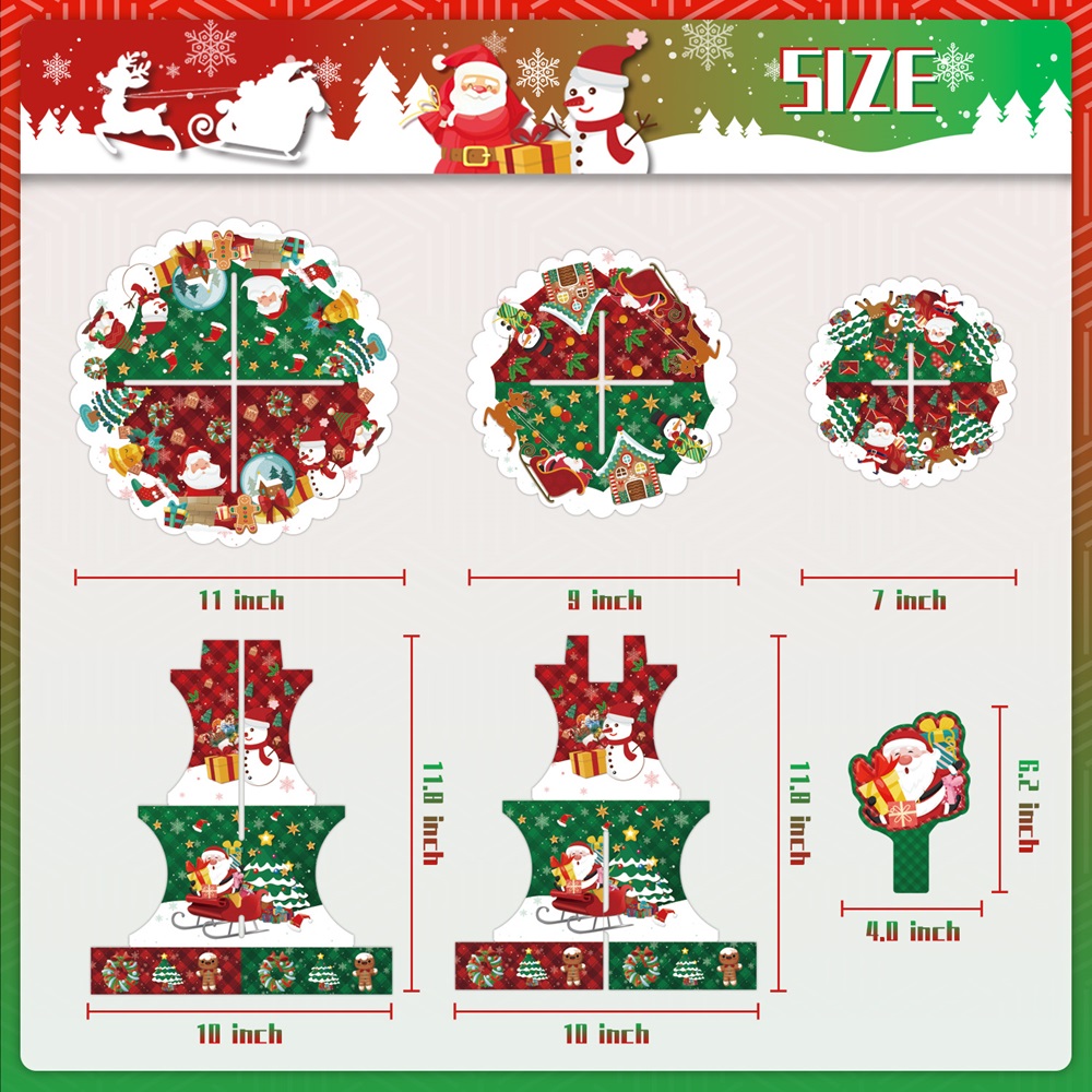 Highland - 3 Tier Christmas Cake Stand Cupcake Topper Wrap Set