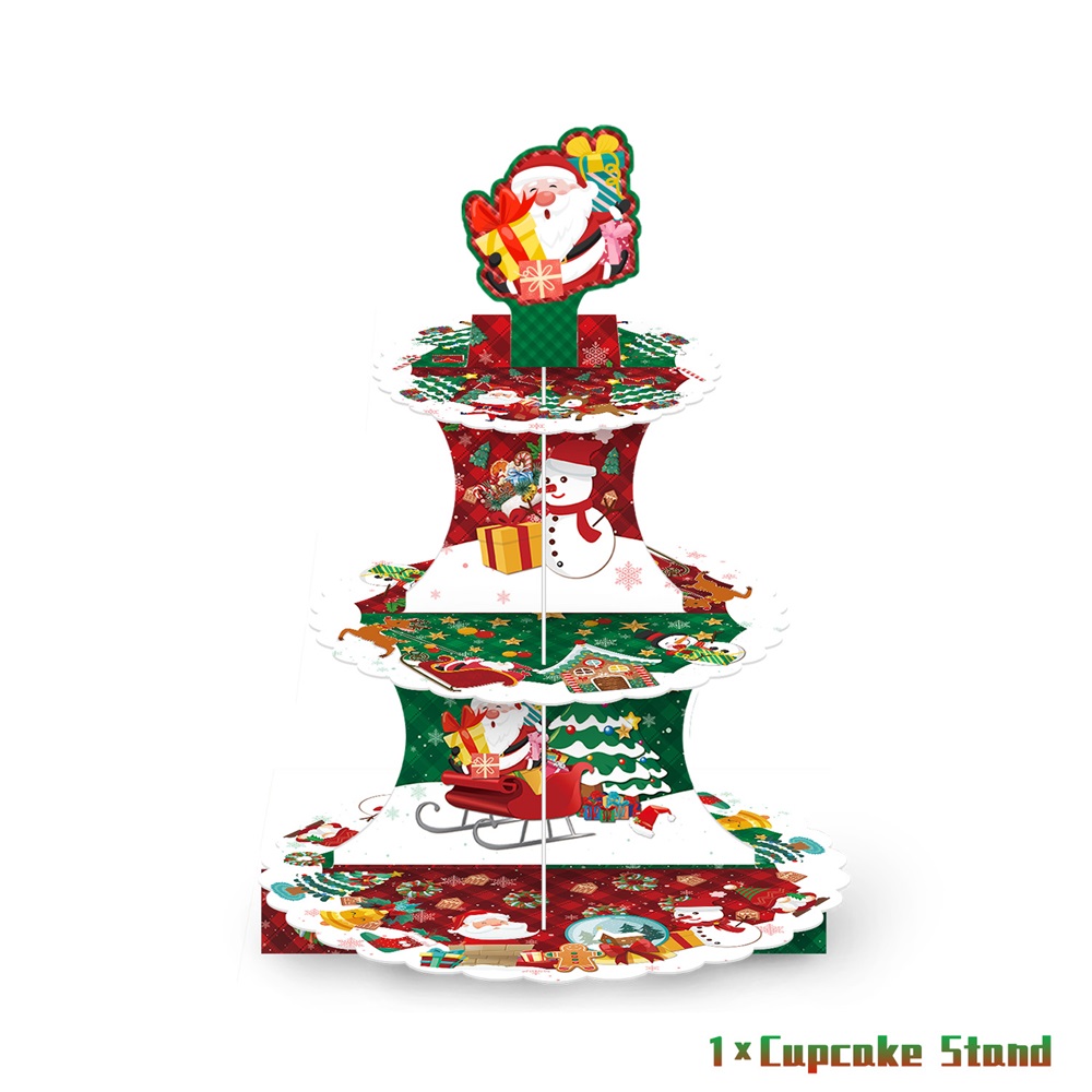 Highland - 3 Tier Christmas Cake Stand Cupcake Topper Wrap Set