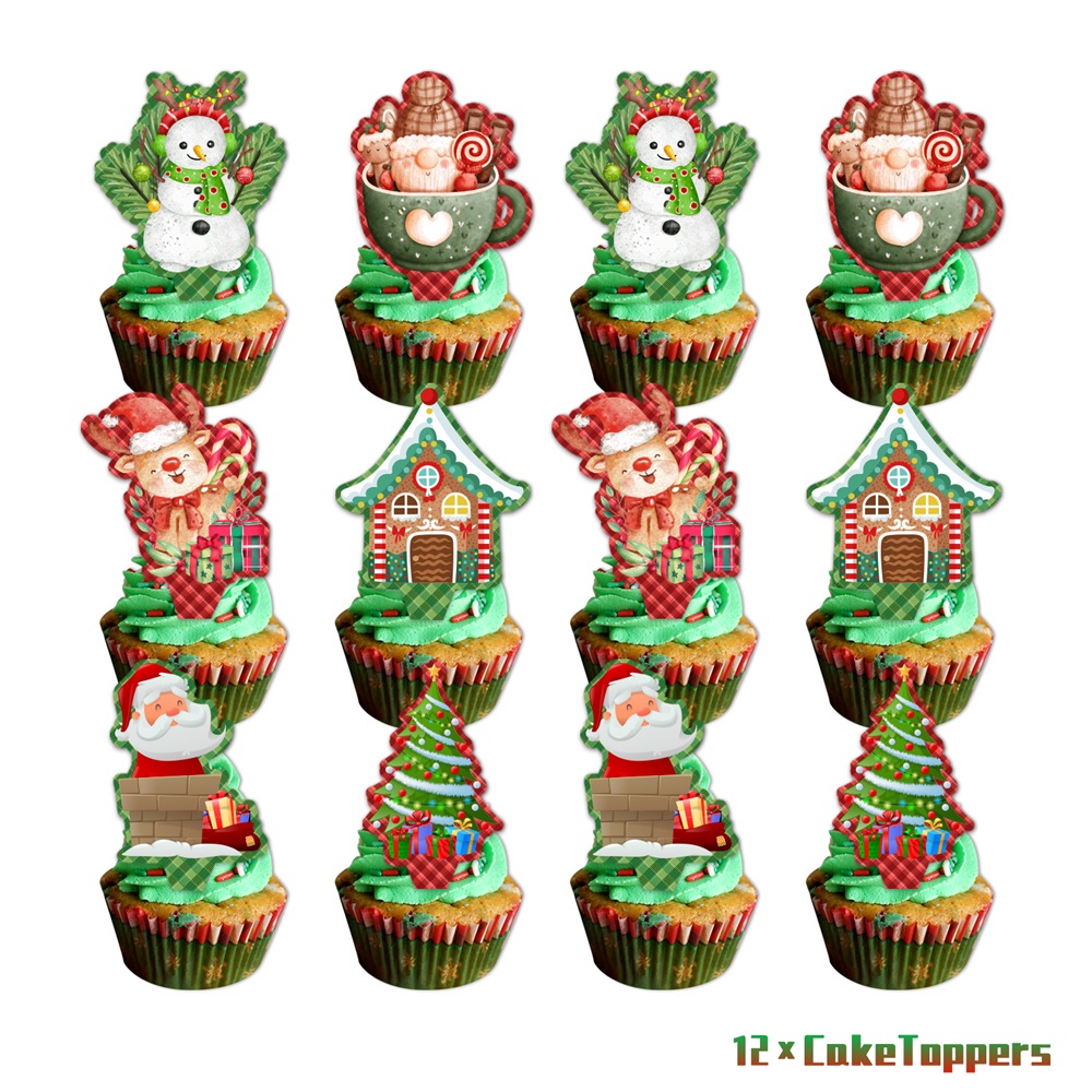 Highland - 3 Tier Christmas Cake Stand Cupcake Topper Wrap Set
