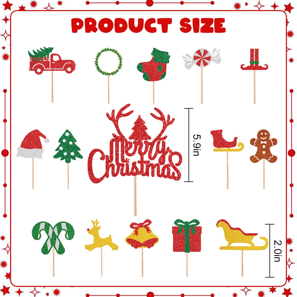 Highland - Acrylic Merry Christmas Cake Topper - Set of 15 