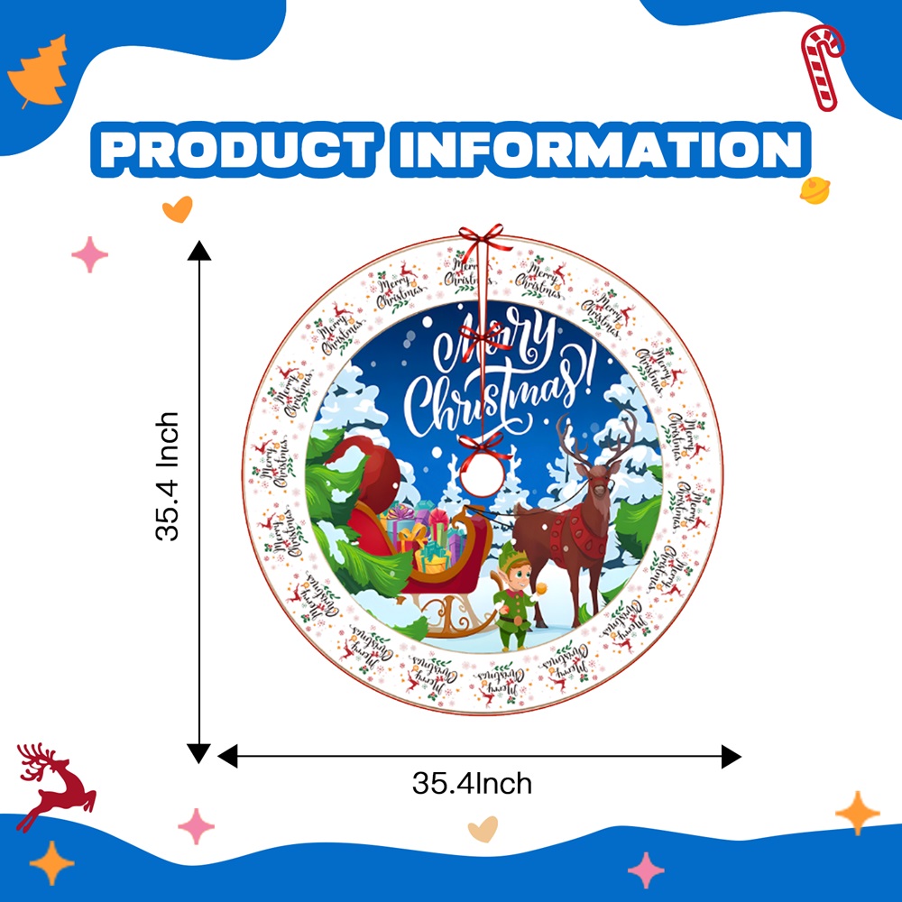 Highland - Merry Christmas Tree Skirt Decoration - 35.4 Inch
