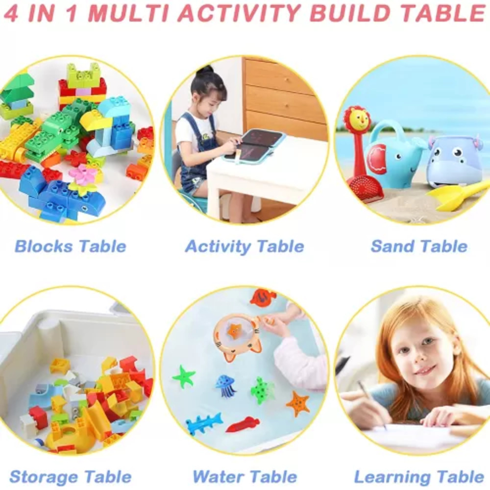 Little Story - 4-in-1 Activity And Block Table W/T 50 Blocks - Large