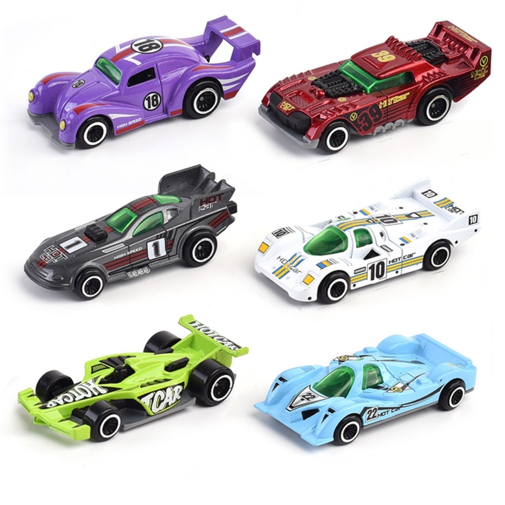 Little Story - Alloy Glide Racer Toy Car (6Pcs) - Multicolor