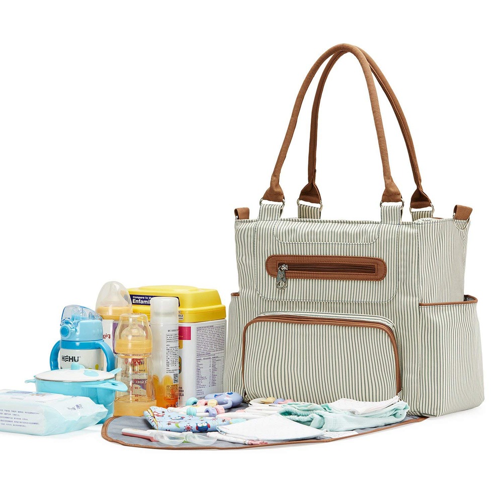 Little Story - Diaper Bag Set Of 6 With Hooks - Ivory