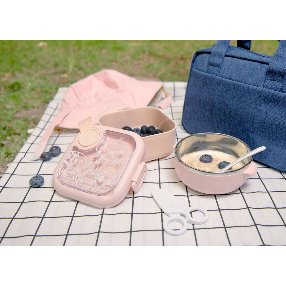 Marcus & Marcus - Travel Feeding Set W/ Spoon & Scissors- Pink