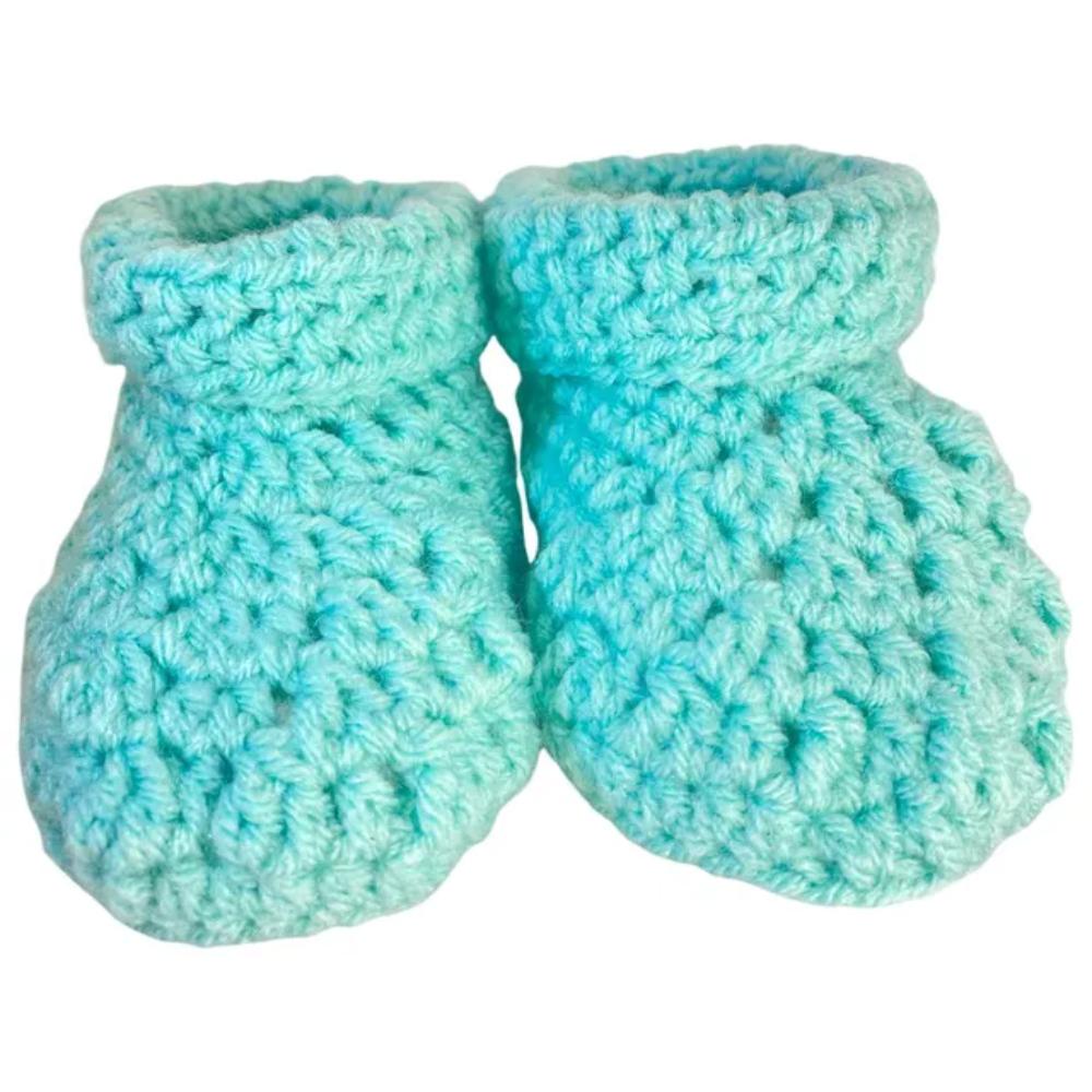 Pikkaboo - Cuddles and Snuggles Crochet Baby Booties - Green (3-6 Months)
