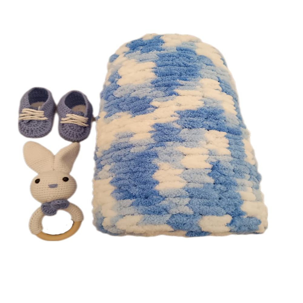 Pikkaboo HeavenlyHugs Mr Rabbit Crochet Teether Booties and Blanket Set