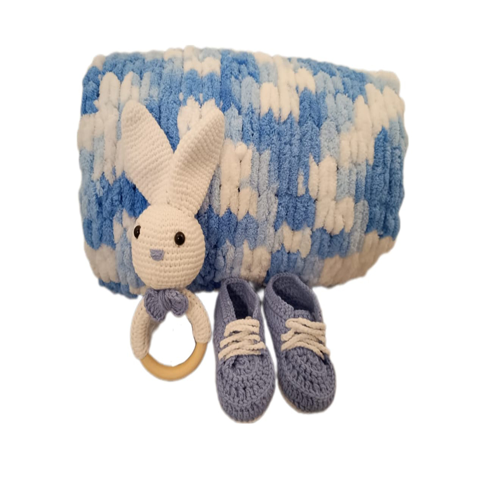 Pikkaboo HeavenlyHugs Mr Rabbit Crochet Teether Booties and Blanket Set