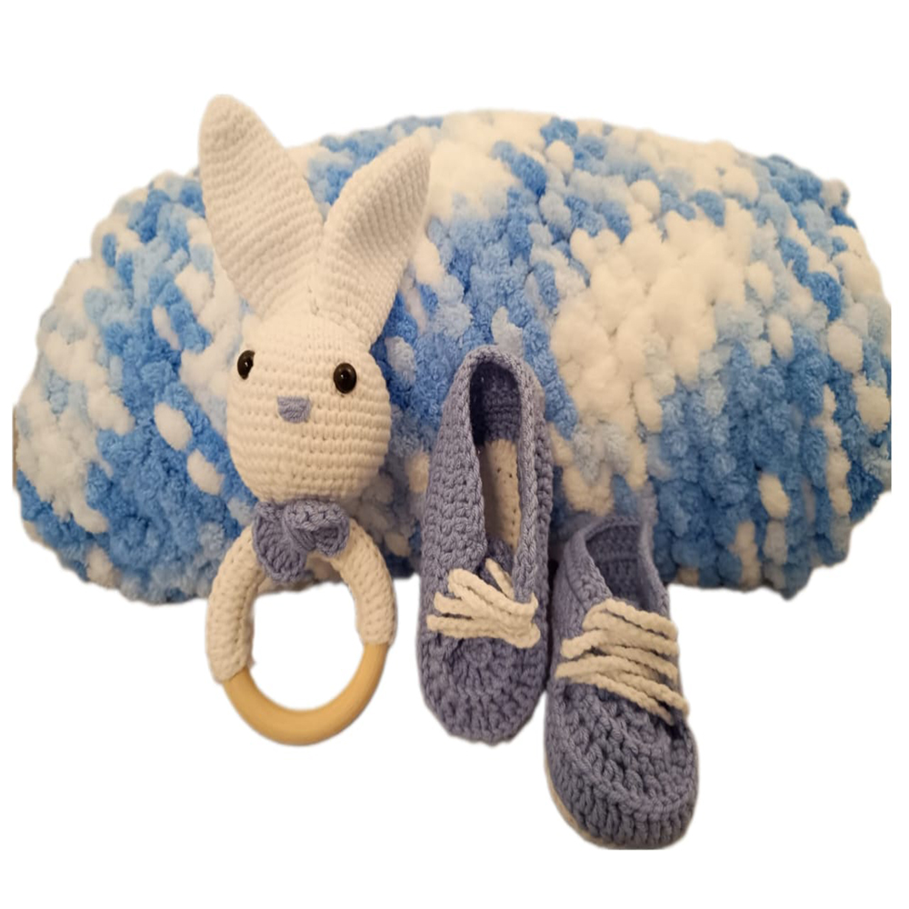 Pikkaboo HeavenlyHugs Mr Rabbit Crochet Teether Booties and Blanket Set