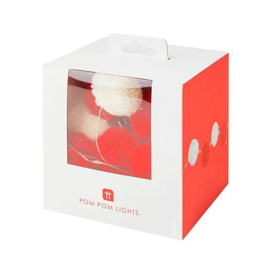 Talking Tables - Party Illuminations Red And White Pom Pom Lights, 20 Led, 2M