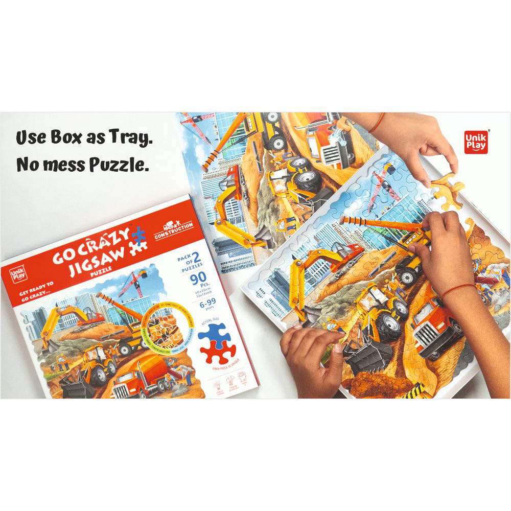 Unik Play - Go Crazy Jigsaw Puzzle With 2 Puzzle Trays - Construction