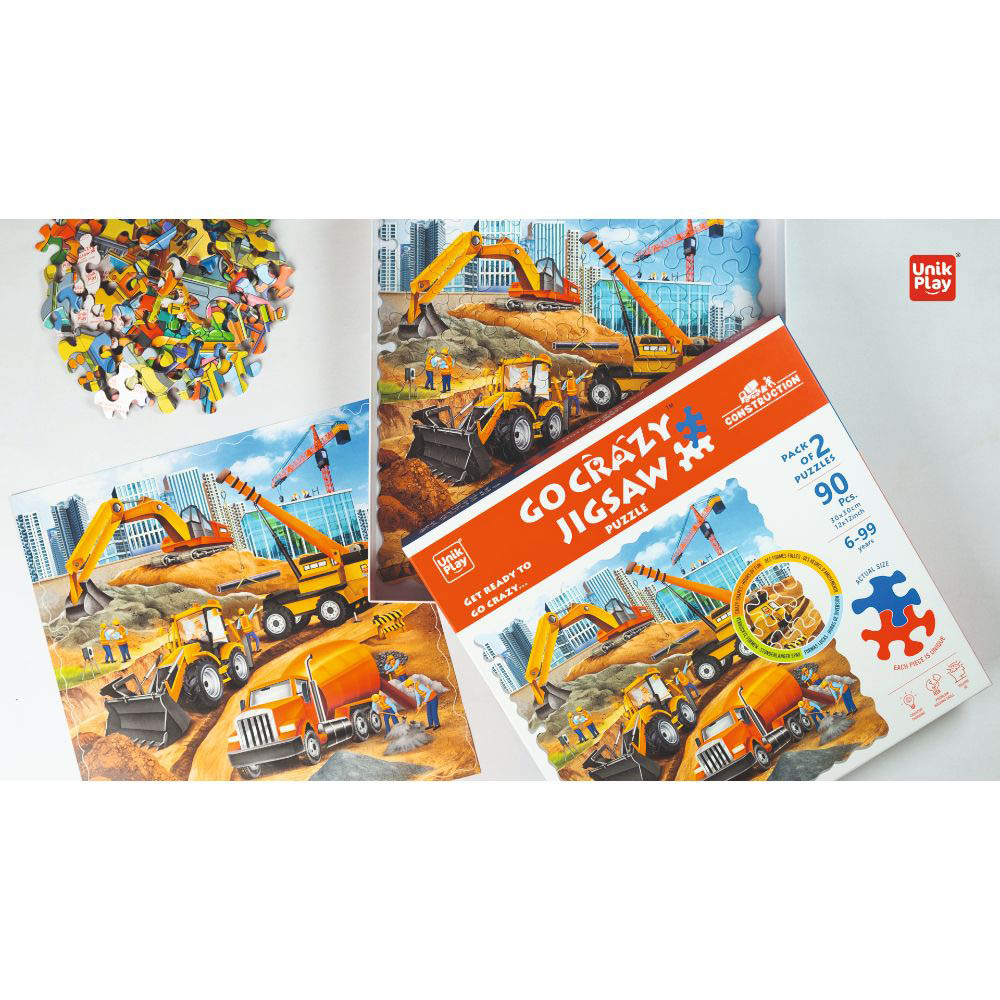 Unik Play - Go Crazy Jigsaw Puzzle With 2 Puzzle Trays - Construction