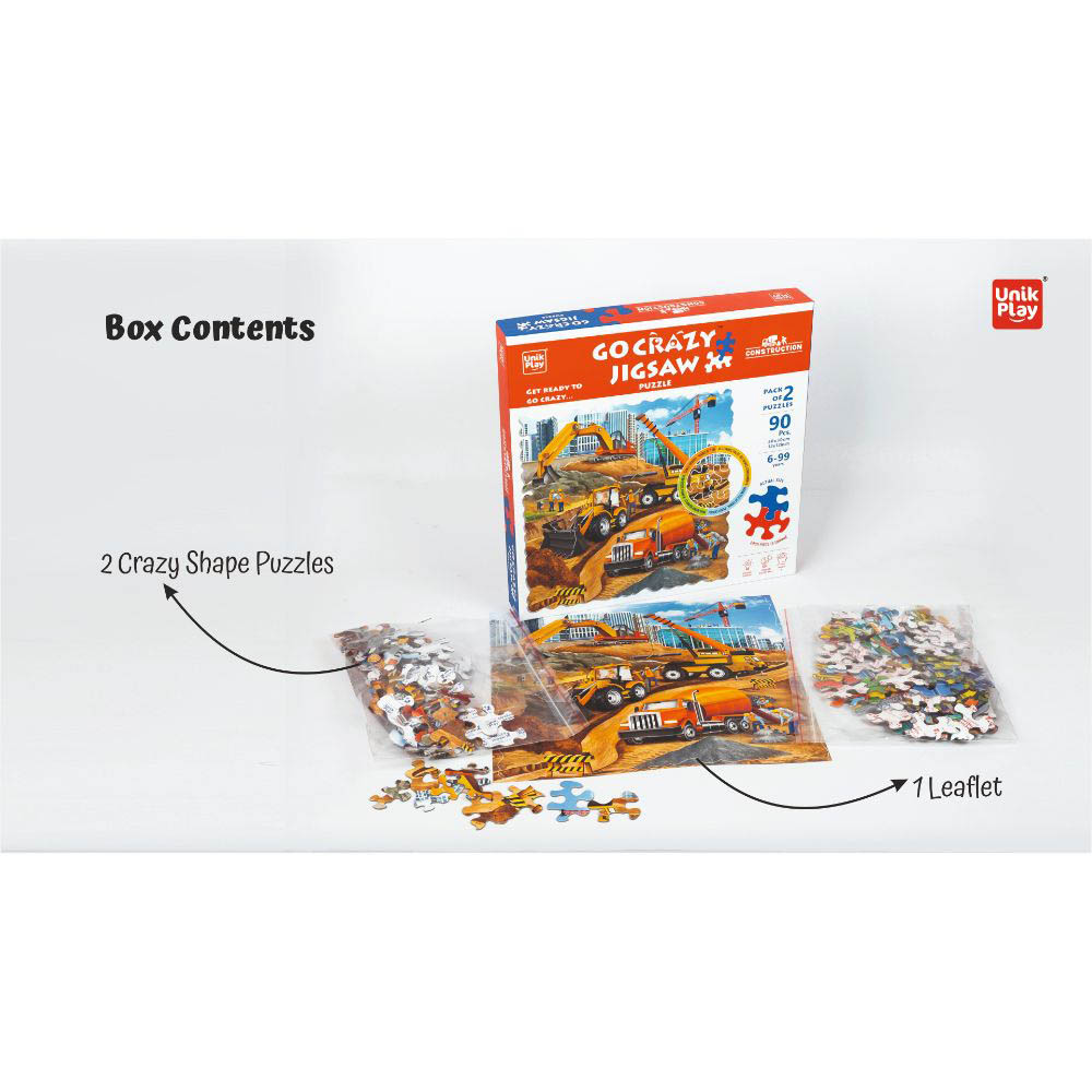 Unik Play - Go Crazy Jigsaw Puzzle With 2 Puzzle Trays - Construction