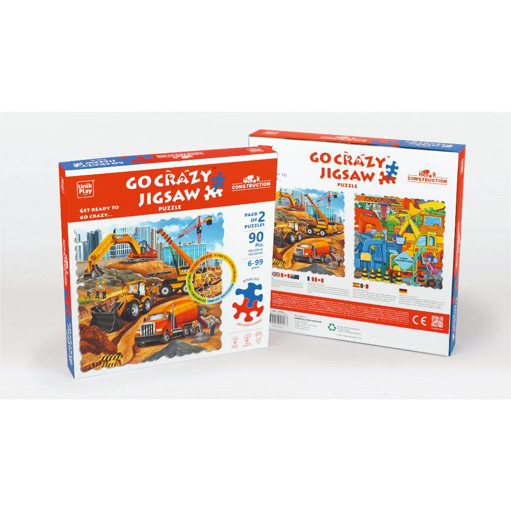 Unik Play - Go Crazy Jigsaw Puzzle With 2 Puzzle Trays - Construction