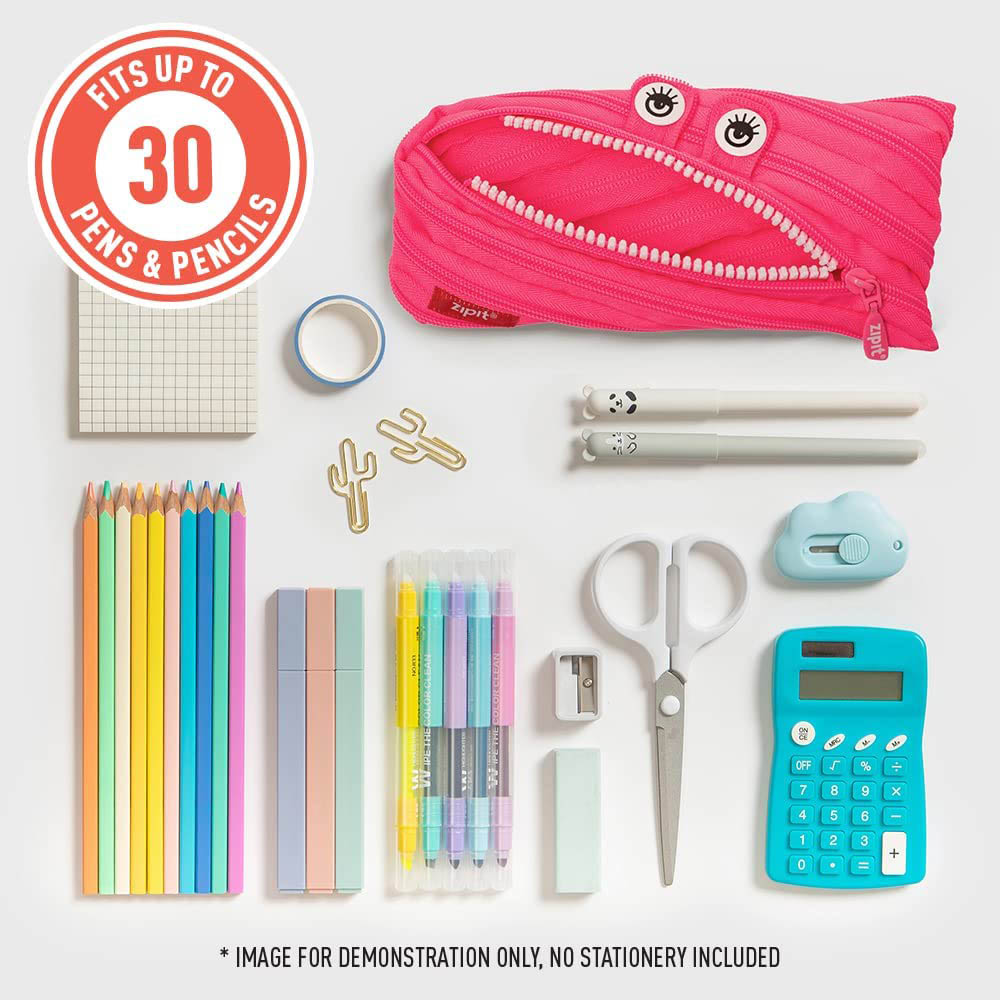 Zipit - Monster Pencil Case Holds Up to 30 Pens - Pink