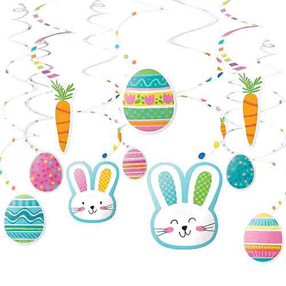Amscan - Funny Bunny Easter Swirls Hanging Decoration 30Pcs