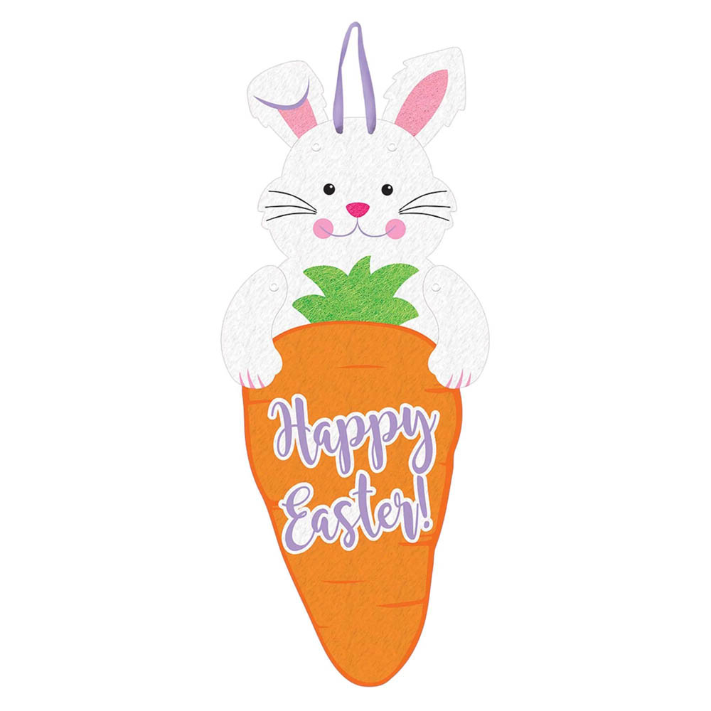 Amscan - Happy Easter Bunny, Carrot Jointed Sign Decoration