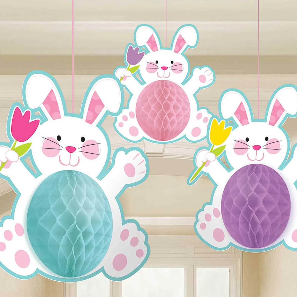 Amscan - Honeycomb Easter Bunny, 3Ct, 14In
