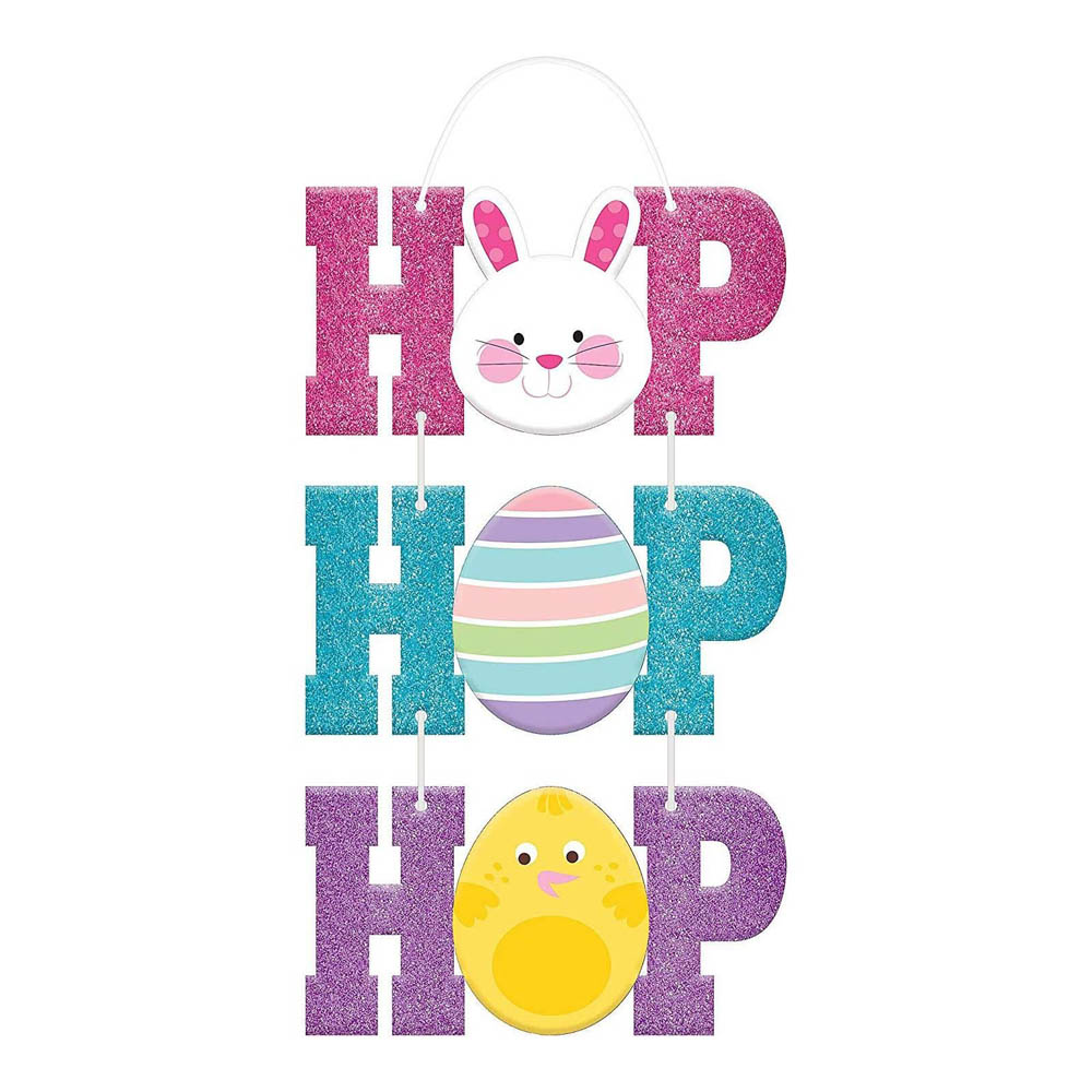 Amscan - Hop Hop Hop Glitter Sign Hanging Decoration