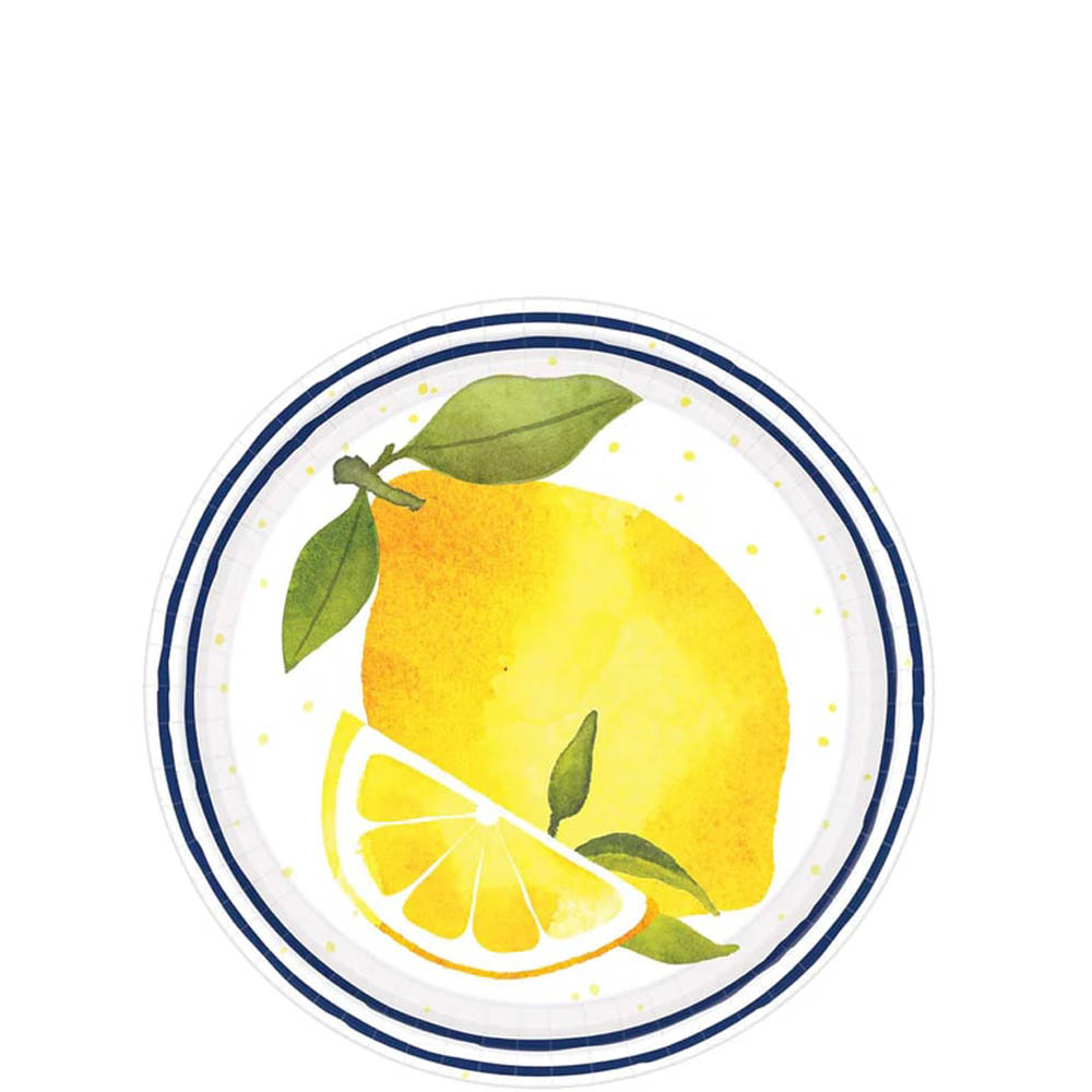 Amscan - Lemons Round Paper Plates, 7In, 8Pcs