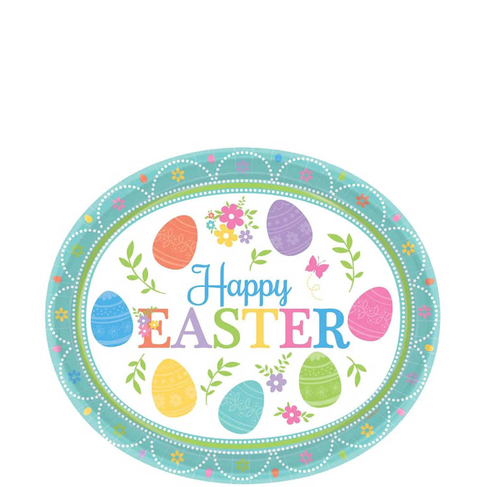Amscan - Lovely Easter Oval Paper Plates 12In, 8Pcs