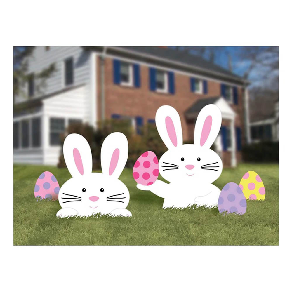 Amscan - Plastic Bunny Yard Signs, 5Ct
