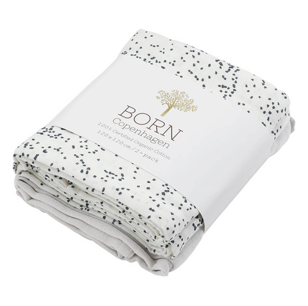 Born Copenhagen - Organic Cotton Swaddle - Midnight Dust (Pack of 2)