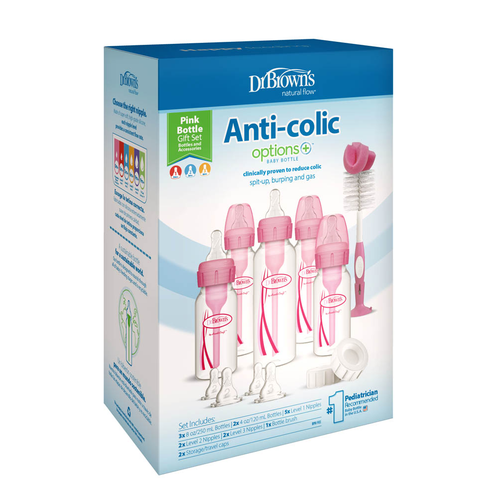 DrBrowns - PP Narrow Anti-colic Options+ Baby Bottle - Pink Gift Set