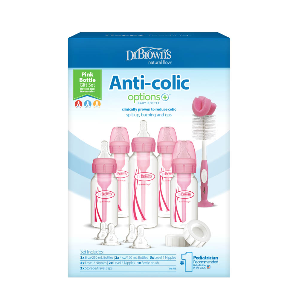 DrBrowns - PP Narrow Anti-colic Options+ Baby Bottle - Pink Gift Set