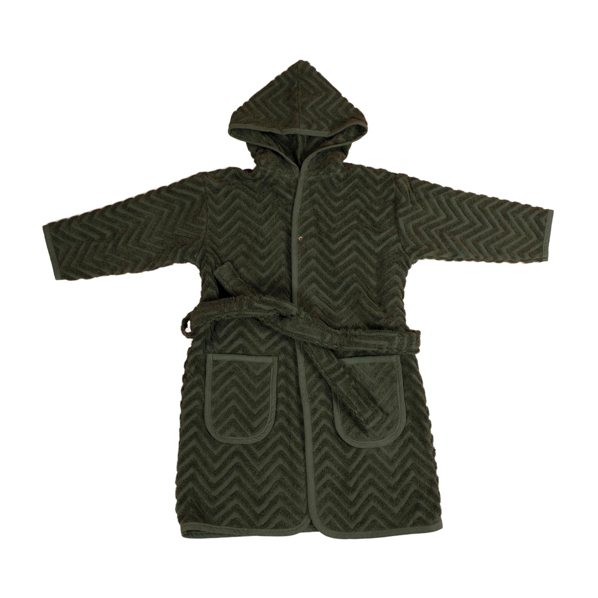 Filibabba - Bathrobe GOTS - Zigzag Dark Green 1-2 years