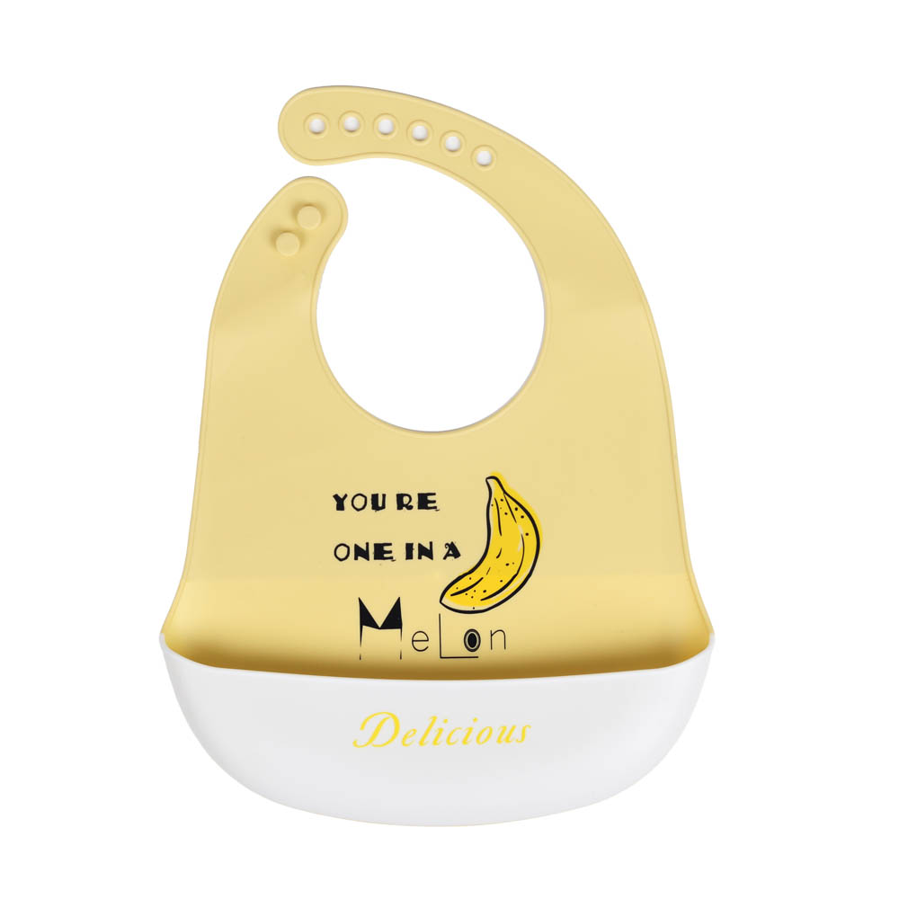 Little Angel - Baby Silicon Bib - Yellow/White