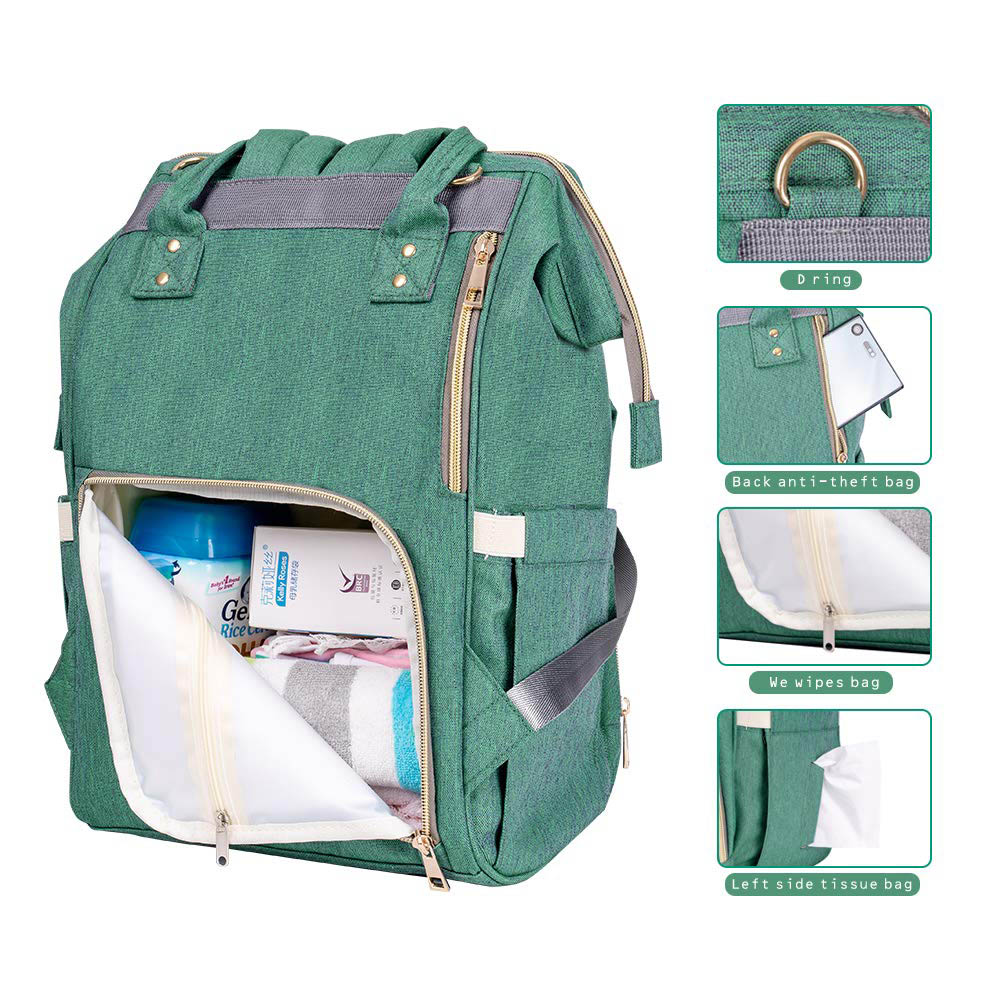 Megastar - 3- in -1 Baby Diaper Bag With Changing Station - Green