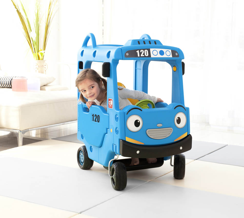 Megastar - Yaya School Bus Push Ride On W/ Open Rooftop - Blue