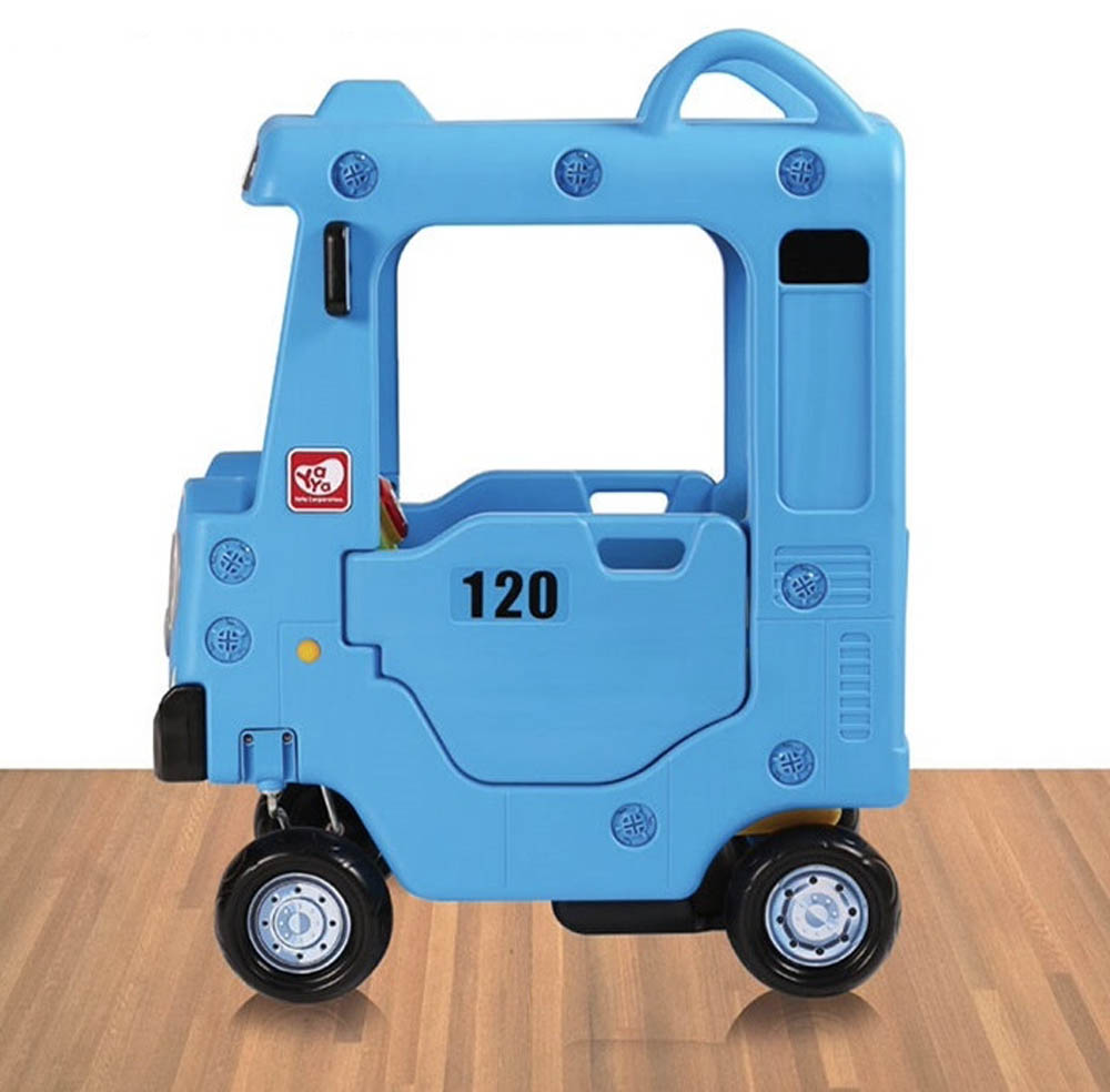 Megastar - Yaya School Bus Push Ride On W/ Open Rooftop - Blue
