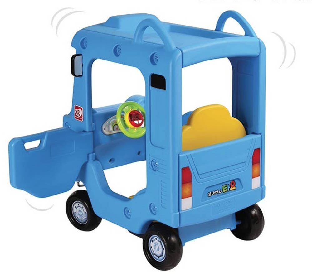 Megastar - Yaya School Bus Push Ride On W/ Open Rooftop - Blue