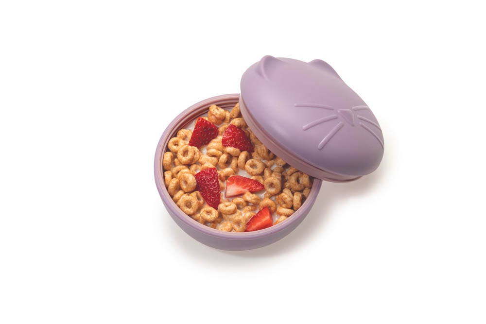 Melii - Silicone Bowl With Lid 350 Ml Purple Cat