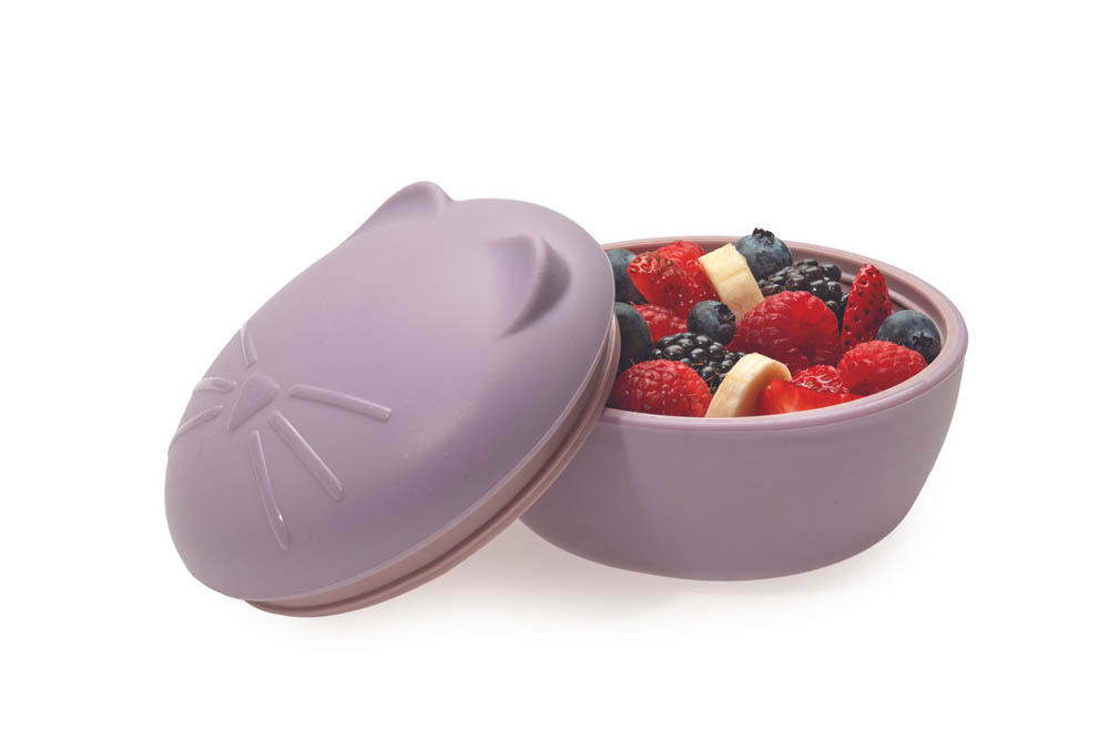 Melii - Silicone Bowl With Lid 350 Ml Purple Cat