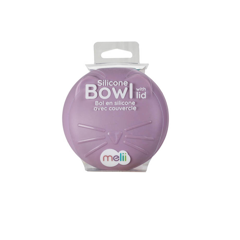 Melii - Silicone Bowl With Lid 350 Ml Purple Cat
