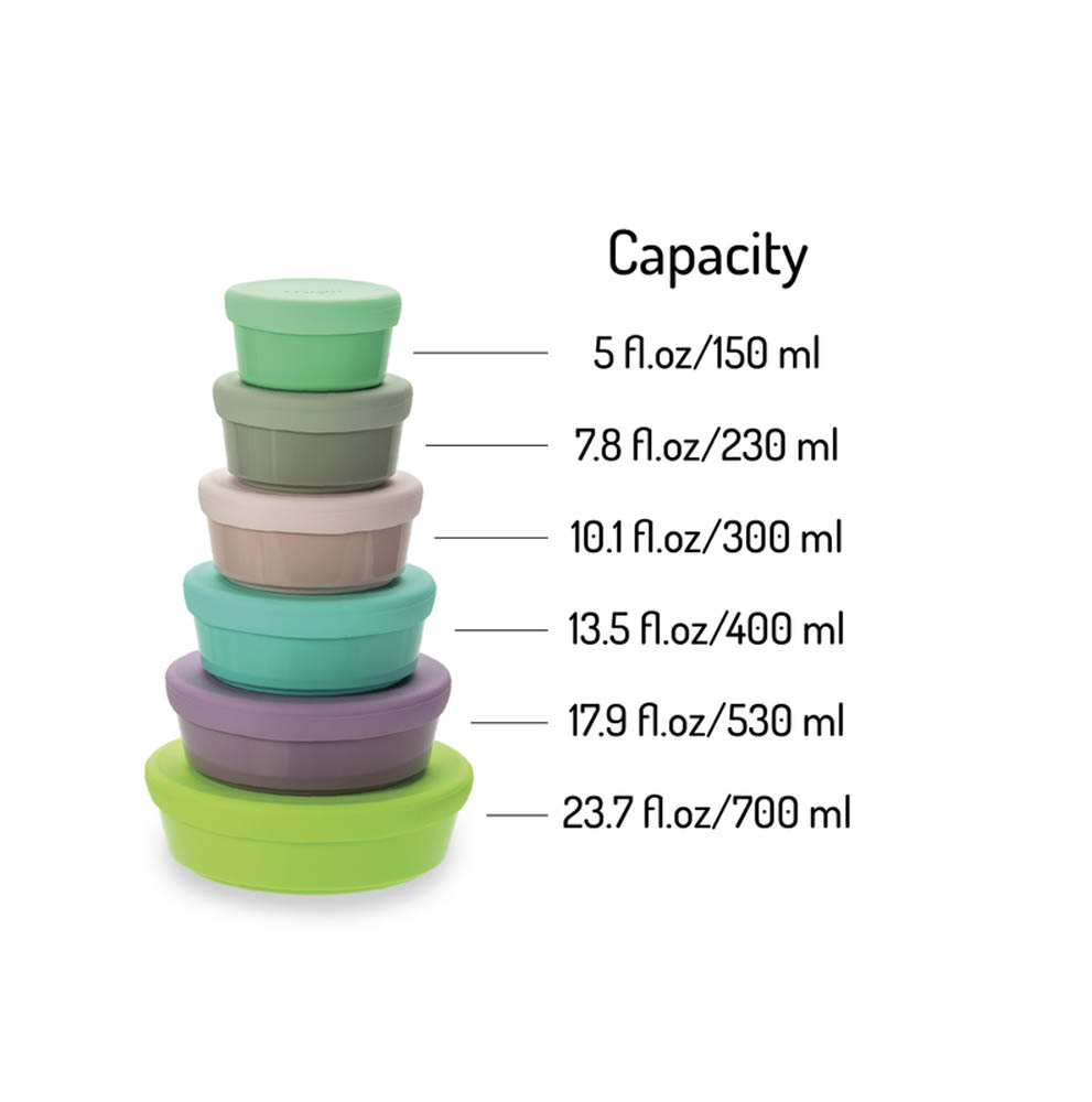 Melii - Stacking & Nesting Containers With Silicone Lids - 6 Containers